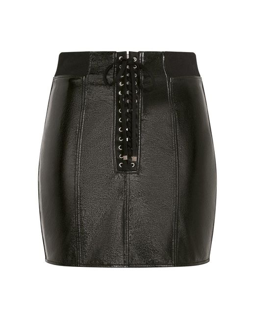 Dolce & Gabbana Black Coated Cotton Miniskirt