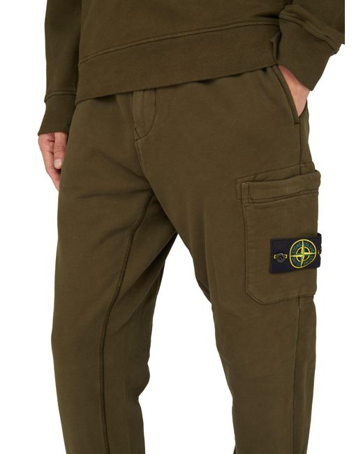 Stone Island Green Sweatpants With Logo Patch for men