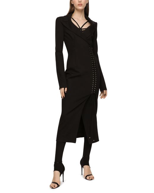 Robe mi-longue à détail de laçage Dolce & Gabbana en coloris Black