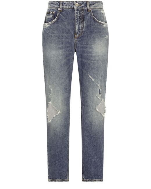 Dolce & Gabbana Blue Boyfriend Jeans With Rips