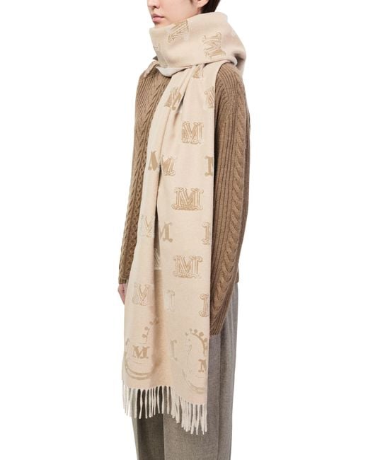 Max Mara Natural Schal Mit M-Print