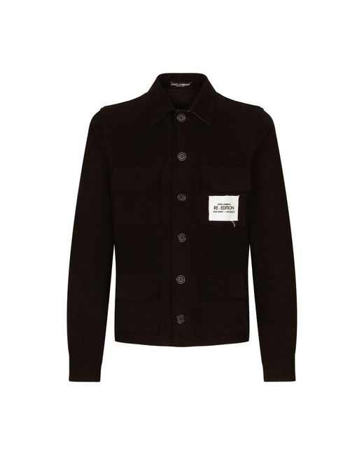 Dolce & Gabbana Black Multi-pocket Stretch Corduroy Sports Shirt for men
