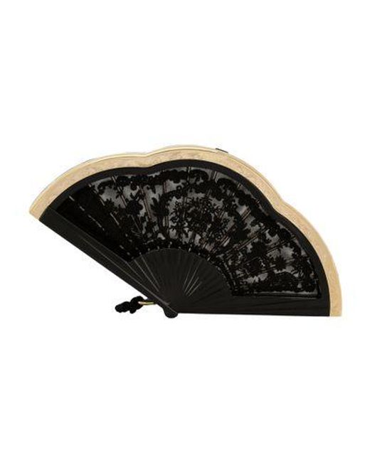 Dolce & Gabbana Black Lace Fan Clutch Bag