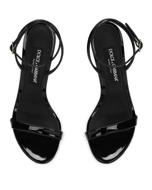 Sandales en cuir verni Dolce & Gabbana en coloris Black