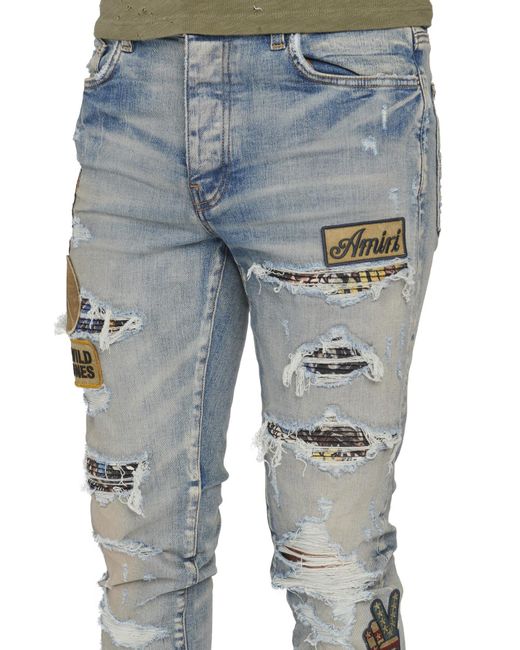 Biker patch jeans sale