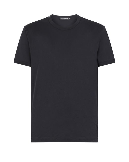 Dolce & Gabbana Black Cotton T-Shirt With Logo for men