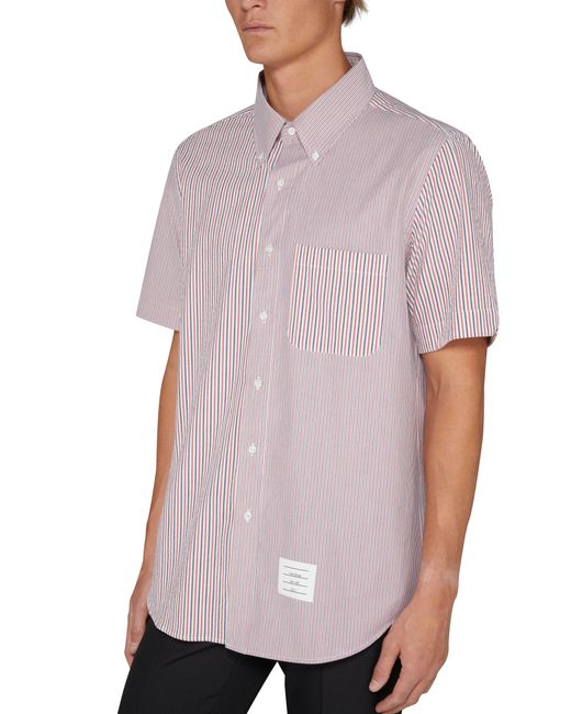 Thom Browne Purple Funmix Tricolor Striped Short-Sleeved Shirt for men