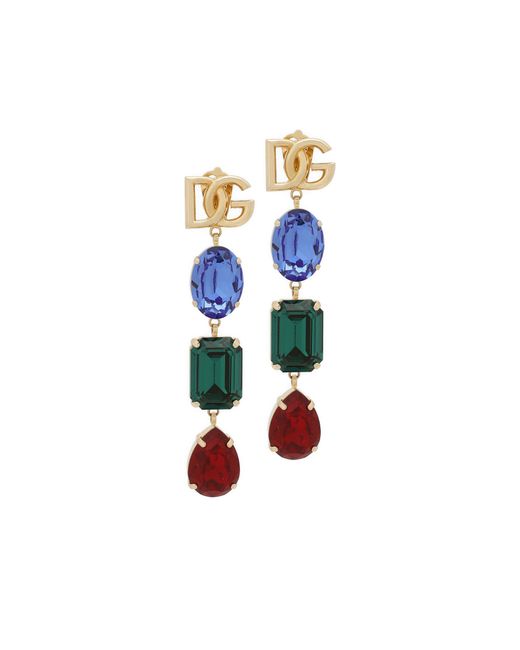 Dolce & Gabbana Blue Earrings Withlogo And Rhinestones