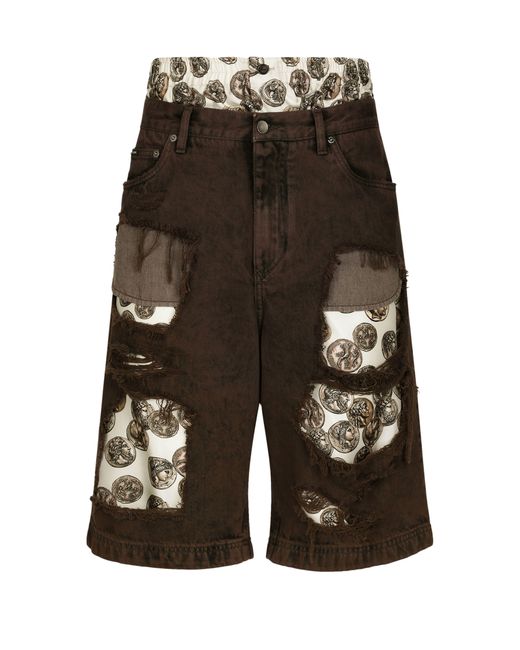 Dolce & Gabbana Black Denim Shorts With Rips for men