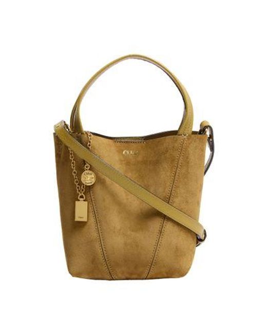 Petit Sac Cabas En Cuir Velours Spin Chloé en coloris Brown