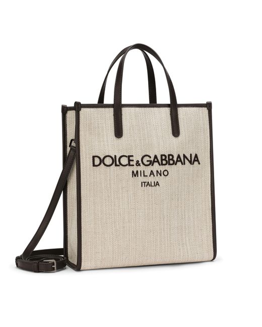 Dolce & Gabbana Natural Small Structured Canvas Tote Bag for men