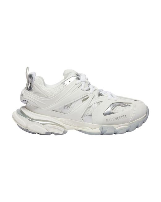 Balenciaga White Metallised Track Sneakers