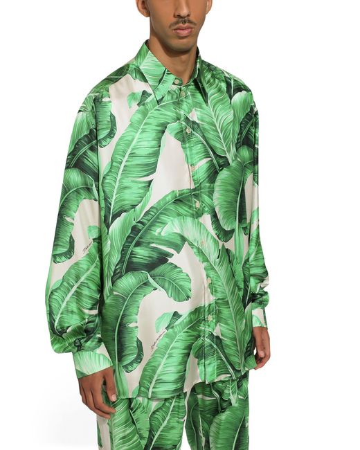 Dolce & Gabbana Oversize-Hemd aus Seide in Green für Herren
