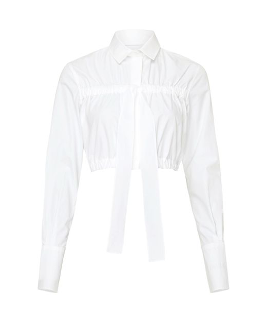 Patou White Cropped Bow Shirt
