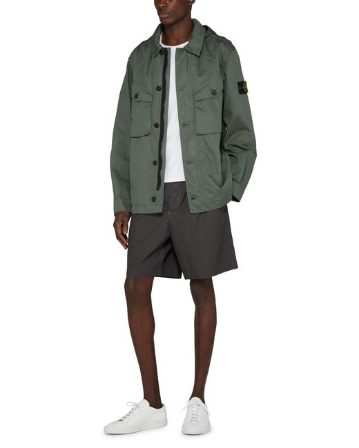 Stone Island Green Jacket With Logo Patch for men