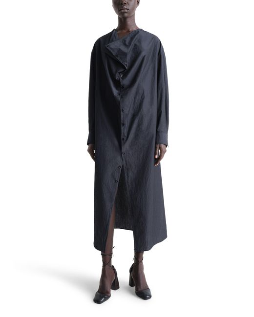 Lemaire Blue Midikleid Mit Weichem Kragen
