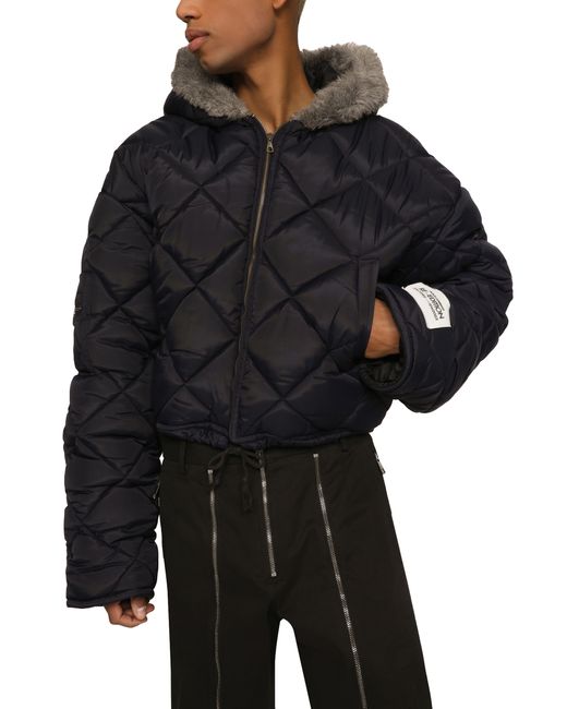 Dolce & Gabbana Black Quilted Canvas Jacket With Hood for men