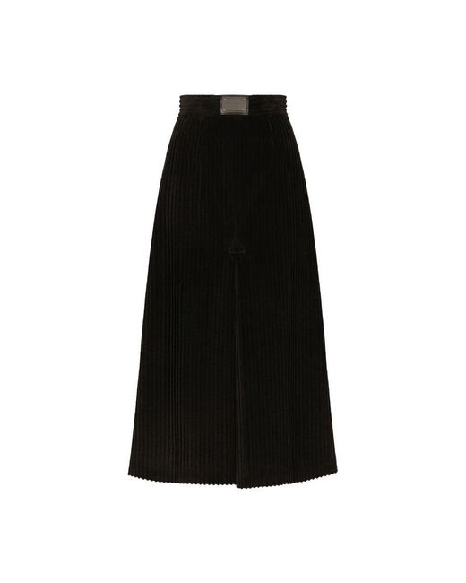 Dolce & Gabbana Black Logo-plaque High-waisted Skirt