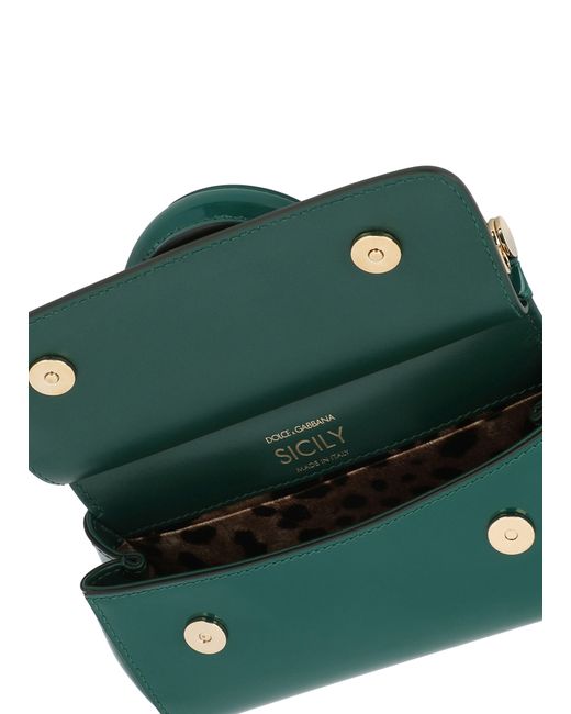 Dolce & Gabbana Green Small Polished Calfskin Sicily Bag