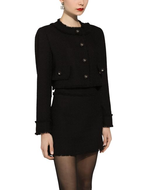 Dolce & Gabbana Black Raschel Tweed Miniskirt