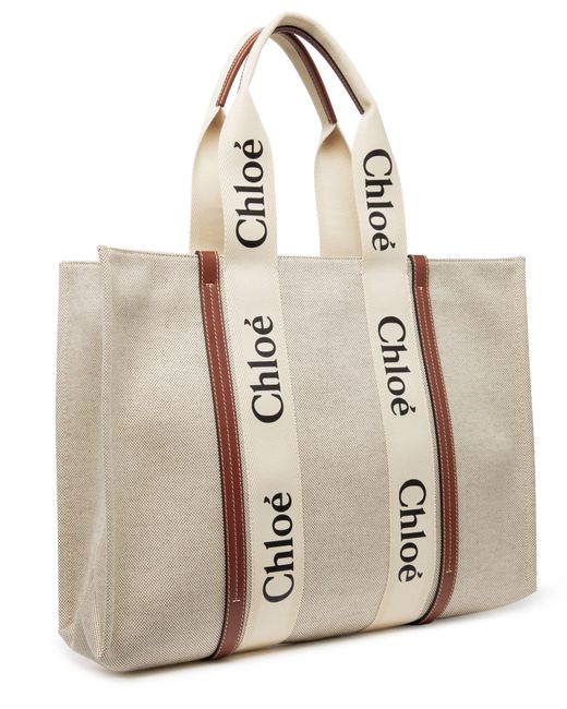 Large sac cabas Woody Chloé en coloris Natural
