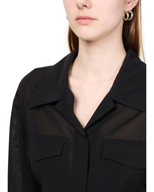Courreges Black Crop-Hemd Aus Baumwolle Mit 2 Taschen