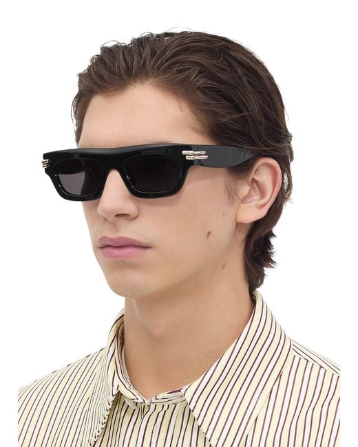 Bottega Veneta Gray Mitre Rectangular Recycled Acetate Sunglasses for men
