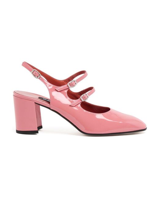 サンダル・ミュール CAREL Burgundy leather Banana pumps  (BANANA BURGUNDY) Banana - Burgundy patent leather slingback Mary Janes