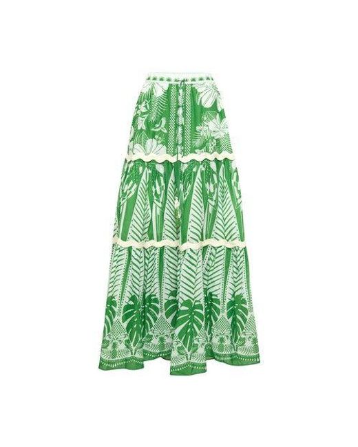 FARM Rio Long Skirt in Green | Lyst