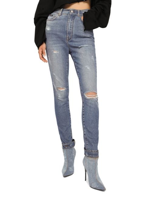Dolce & Gabbana Blue Grace Jeans With Ripped Details