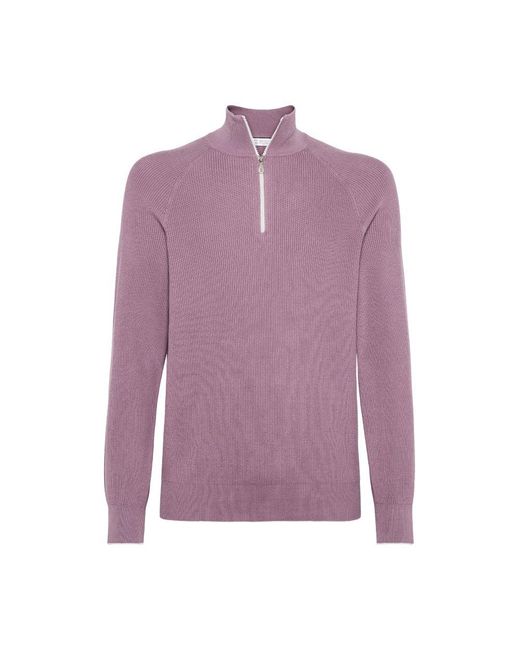 Brunello Cucinelli Purple Zip-up Sweater for men