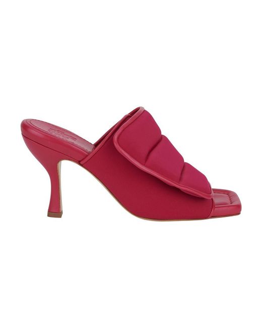 GIA COUTURE Red Velcro Strap Mules