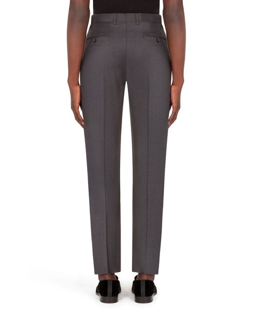 Dolce & Gabbana Gray Stretch Wool Pants With Darts for men