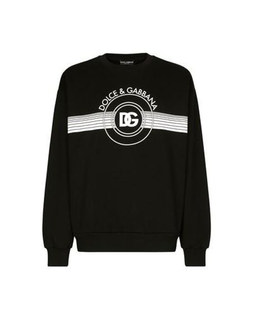 Dolce & Gabbana Black Dg Logo Print Sweatshirt for men