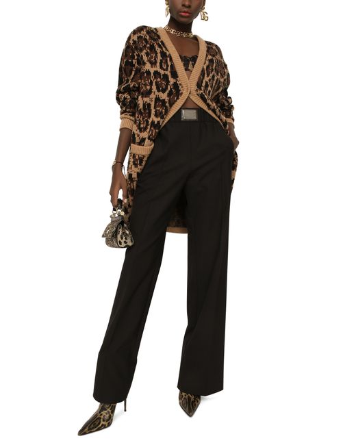 Dolce & Gabbana Brown Leopard Print Cashmere Cardigan