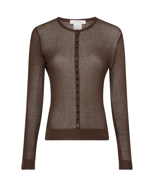 Lemaire Brown Seamless Rib Top With Buttons