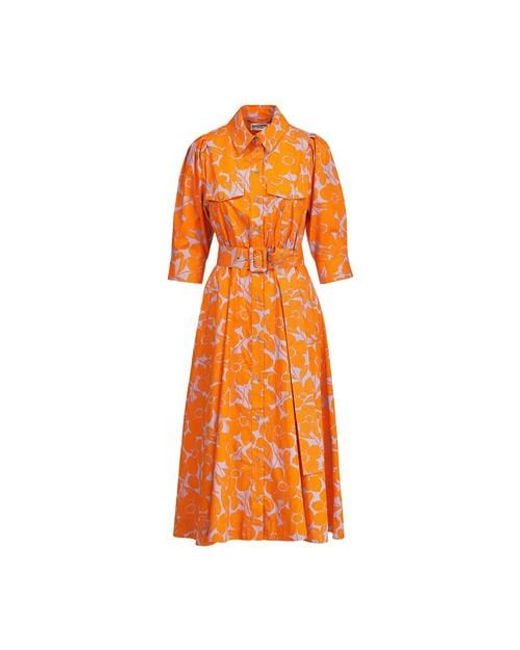 Essentiel Antwerp Orange Darko Floral Shirt Dress