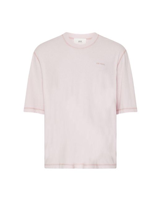 AMI Pink Logo T-Shirt for men