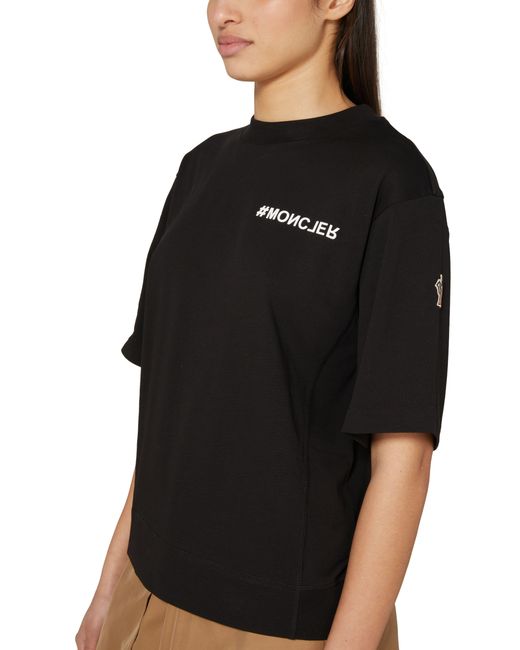 3 MONCLER GRENOBLE Black Short-Sleeve T-Shirt With Logo