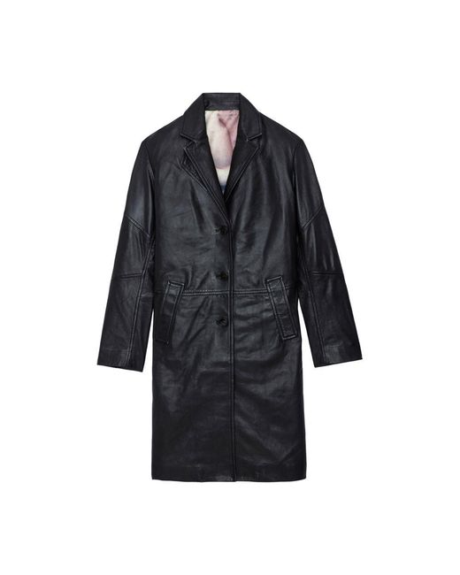 Zadig & Voltaire Black Macari Leather Coat for men
