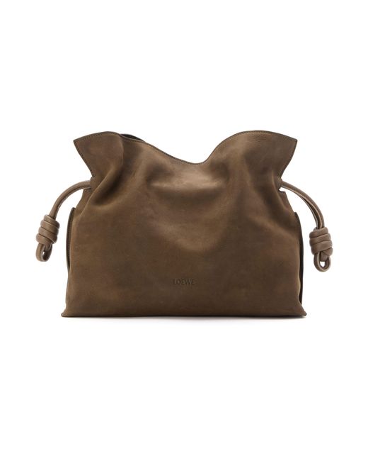 Flamenco Clutch Moyen En Nubuck Grainé Loewe en coloris Brown