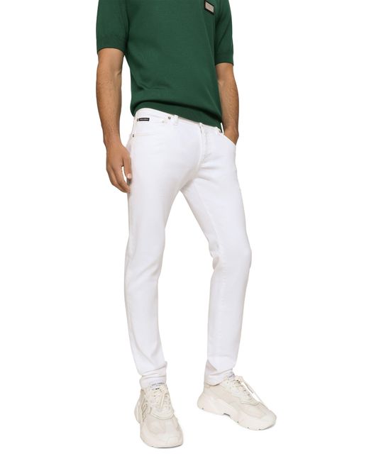 Dolce & Gabbana Stretch-Jeans Skinny Fit in White für Herren