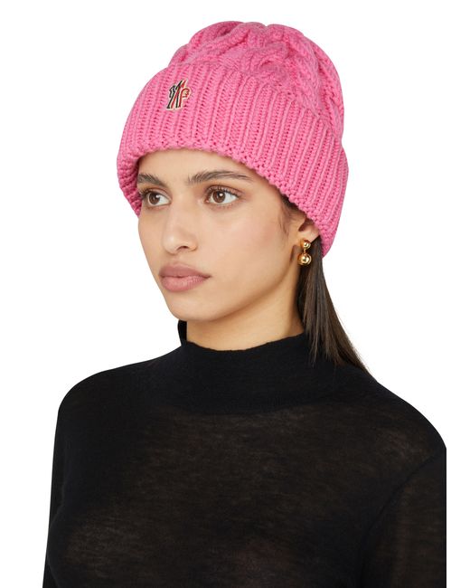3 MONCLER GRENOBLE Pink Beanie