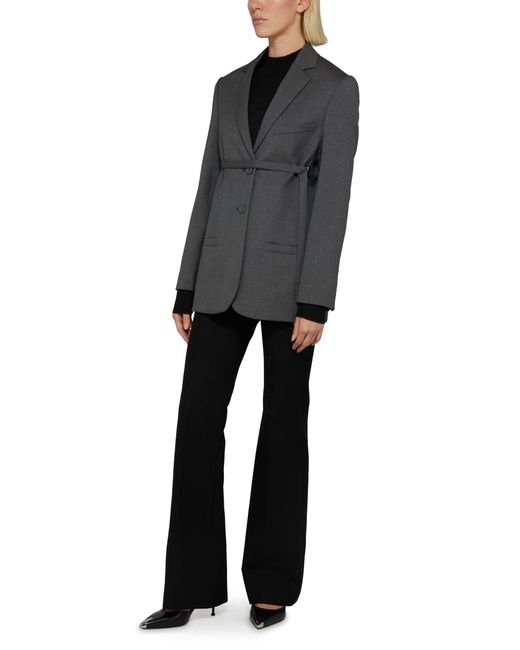 Courreges Gray Strap Wool Tailored Jacket