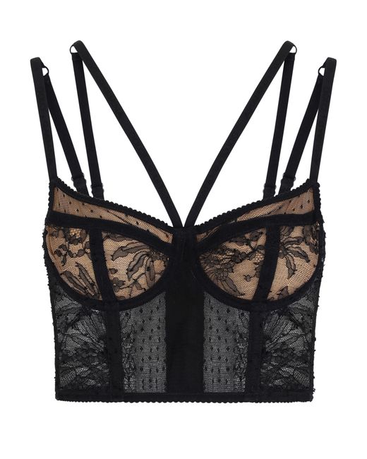 Dolce & Gabbana Black Lace Lingerie Bustier With Straps