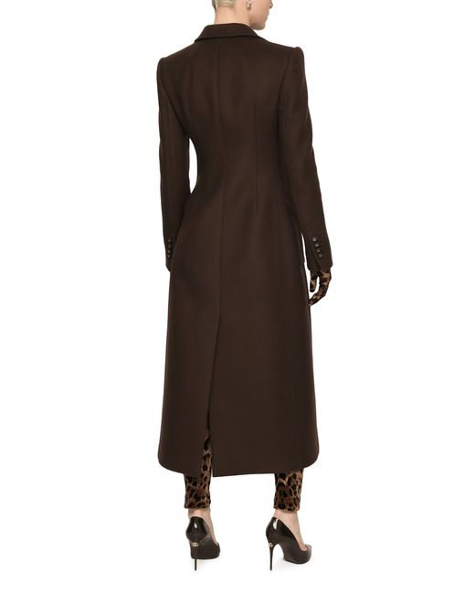 Long manteau droit en laine et cachemire Dolce & Gabbana en coloris Brown
