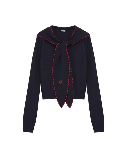 Pull À Écharpe En Laine Loewe en coloris Blue