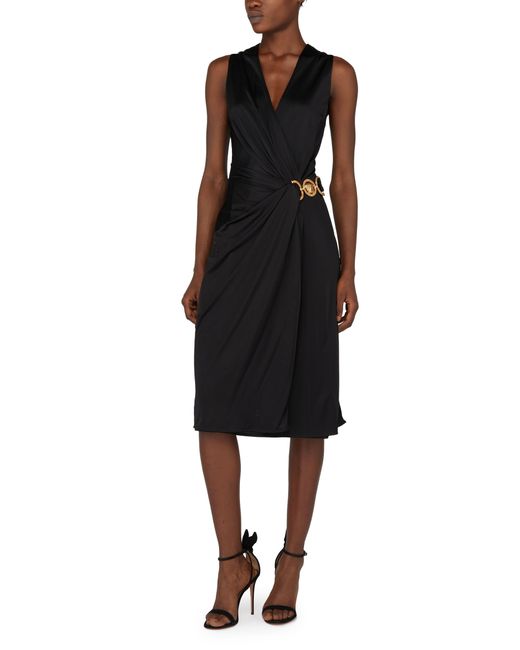 Versace Black Draped Mid-length Dress