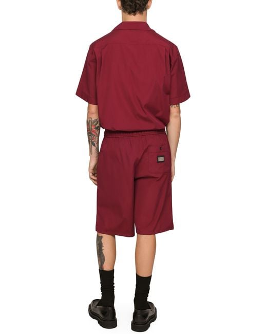 Dolce & Gabbana Red Cotton Hawaiian Shirt for men