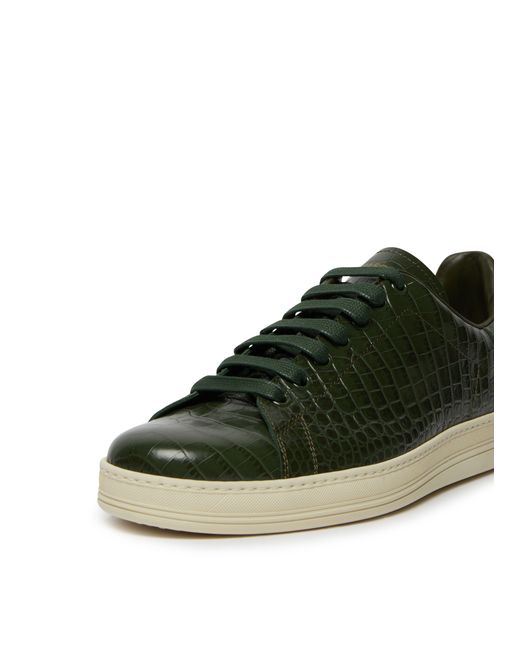 Tom Ford Green Printed Croc Warwick Sneakers for men